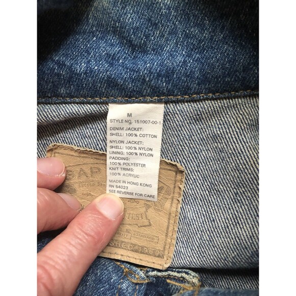 Gap Vintage Denim Jean Jacket Size Medium Zip Button Combo 1990's - Picture 4 of 16